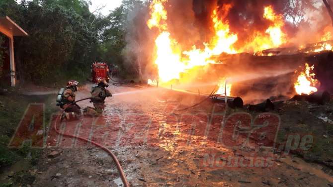Se incendian tubos HDPE del proyecto Cachiyacu II en el sector Takiwasi en Tarapoto